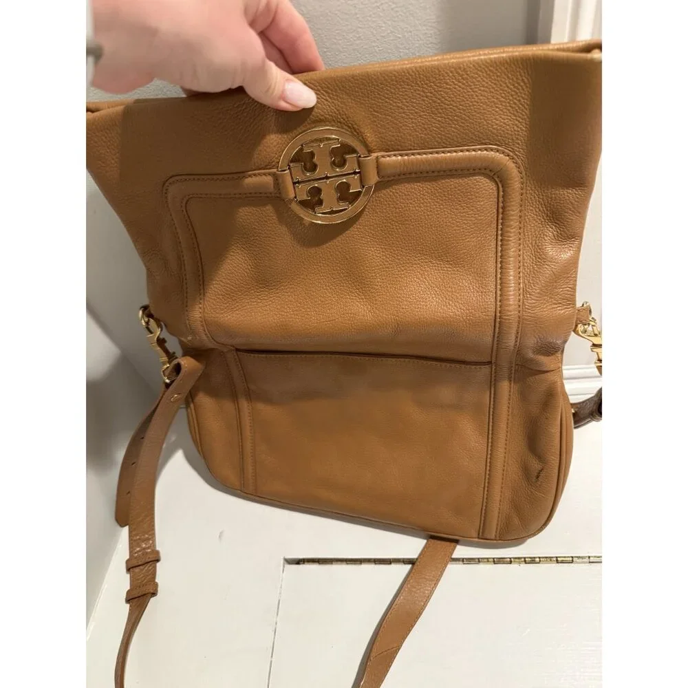 Tory Birch Amanda Crossbody Foldover Bag Tan Leather $425 [jb] - Picture 8 of 9